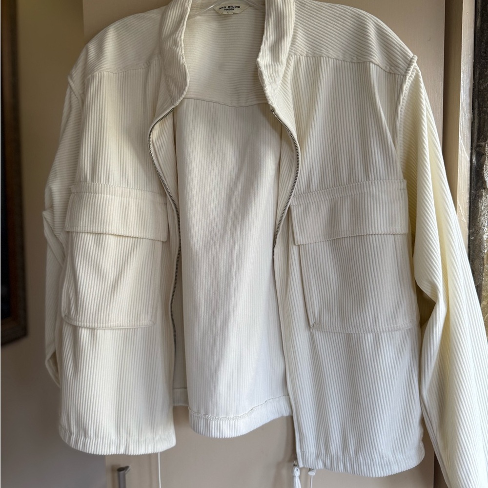 Max Studio Cream Ribbed Zip Jacket - Picture 6 of 6